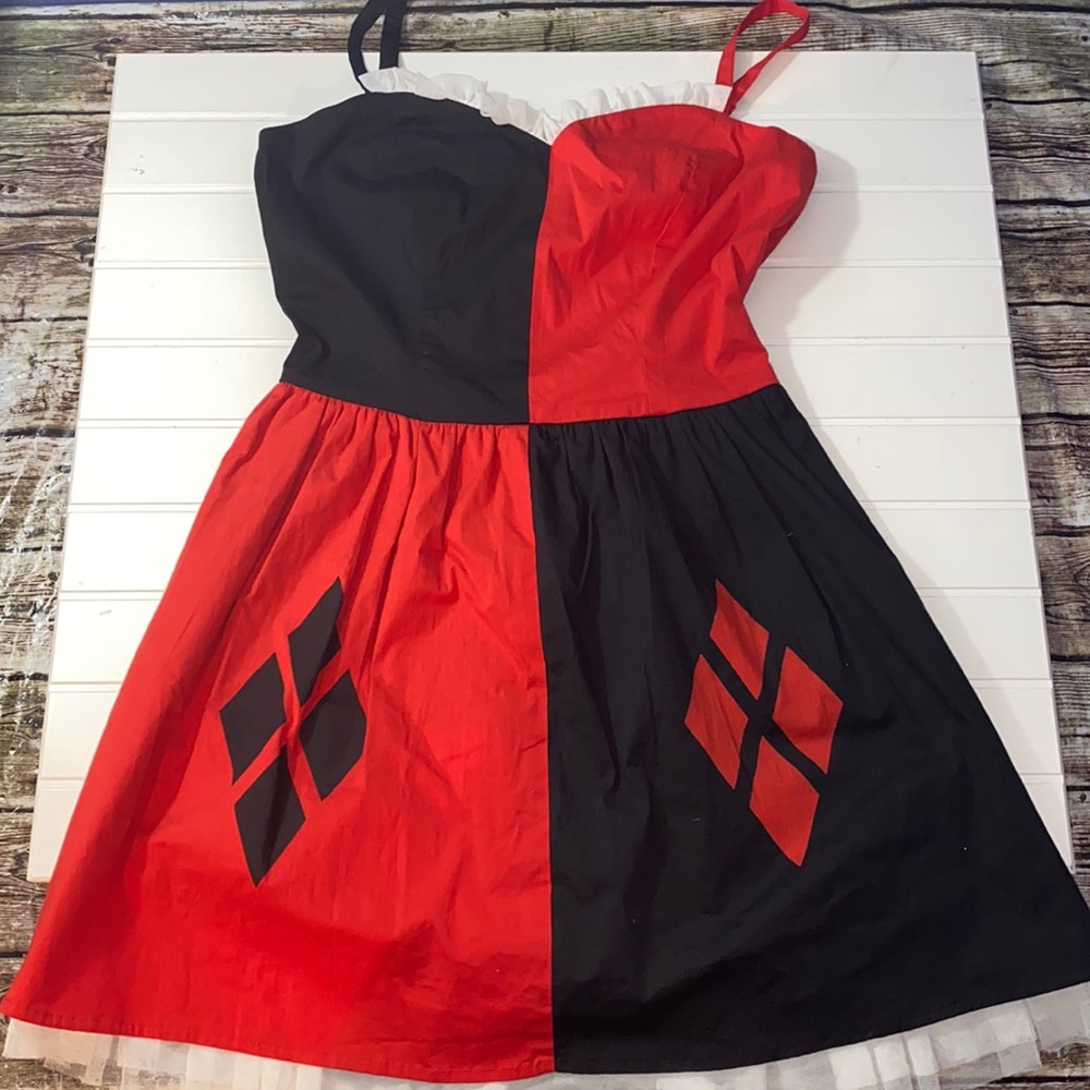 DC Comics Originals Harley Quinn Flare Dress with Mesh Trim